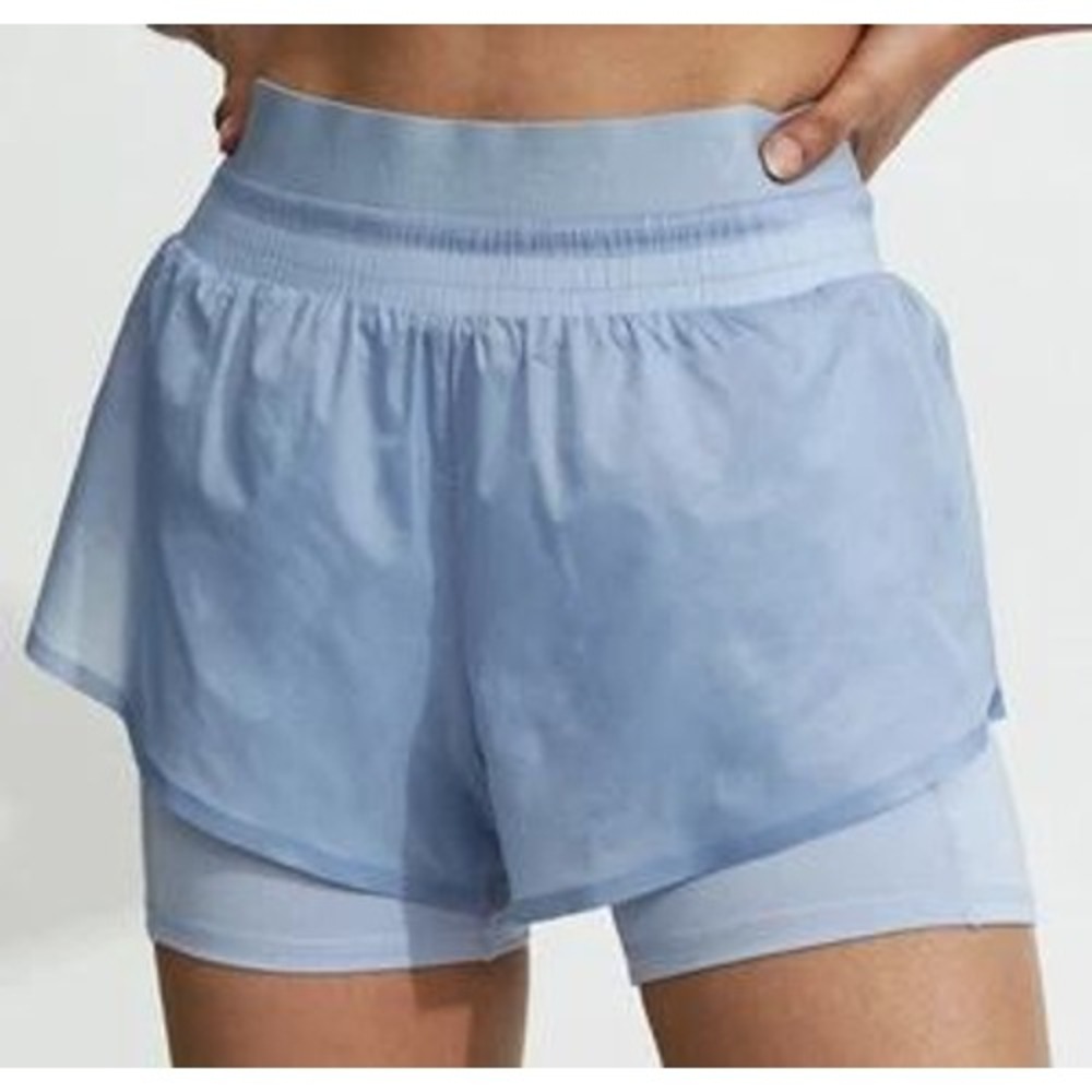 Varley Fresno 2-in-1 Short Womens M Blue Compressive Liner High Rise Running Gym